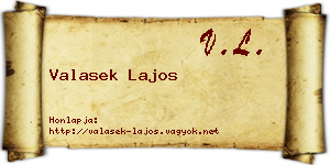 Valasek Lajos névjegykártya